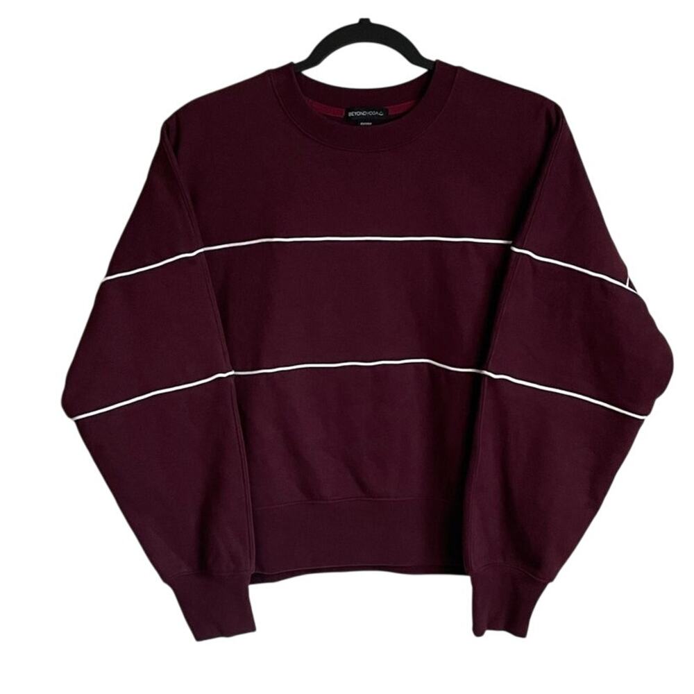 Beyond Yoga LuxeFleece Piper Boxy Oversized Sweatshirt Sz XS Burgundy Soft